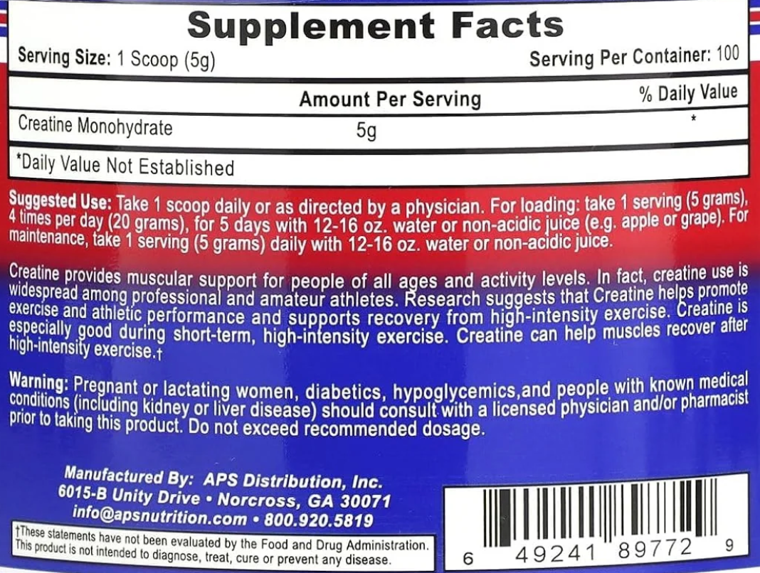 APS Creatine Monohydrate | Muscle Strength & Performance Support