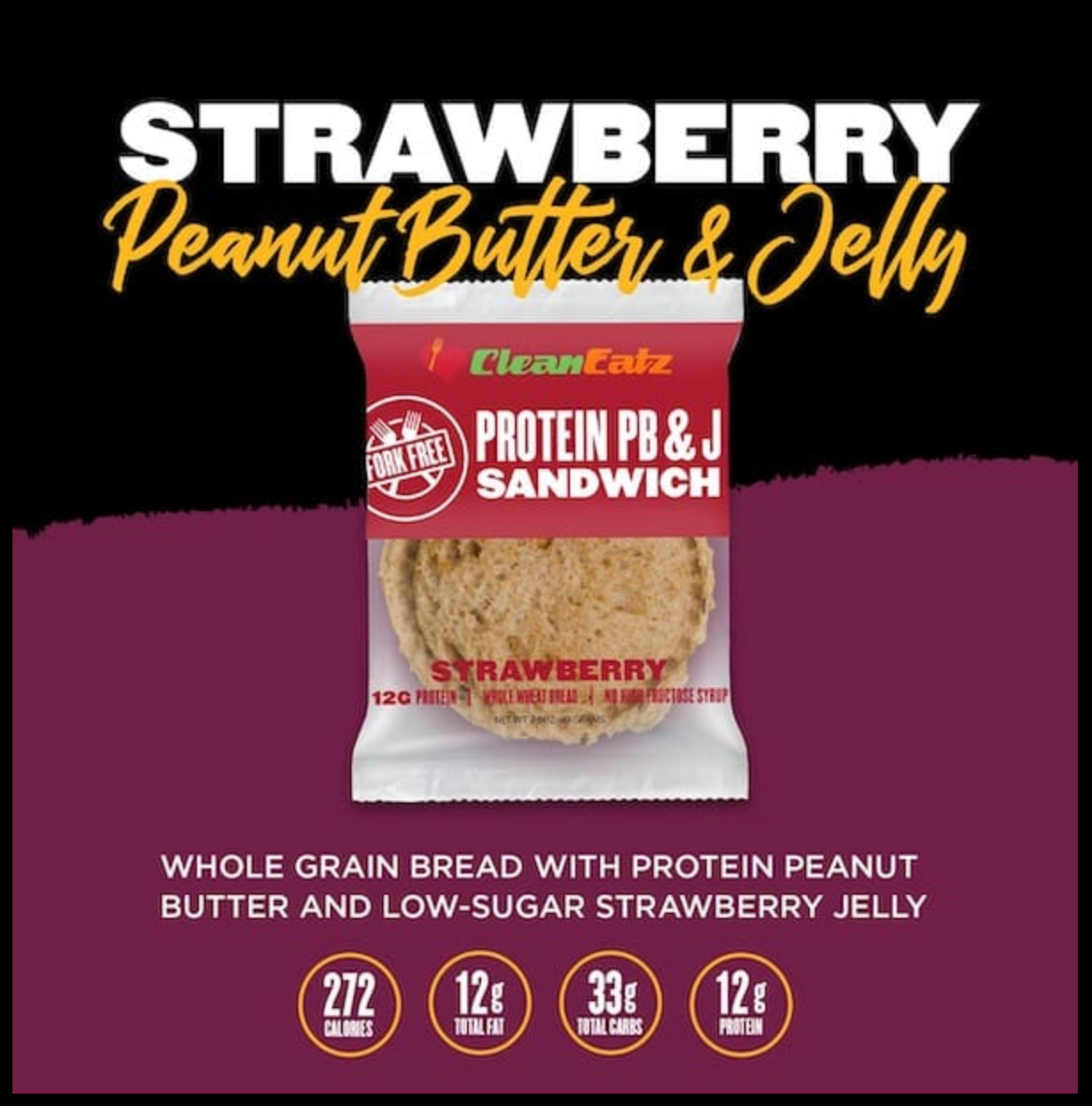 Clean Eatz Protein PB&J – High-Protein Peanut Butter & Jelly Sandwich for Meal Prep & Convenient Nutrition
