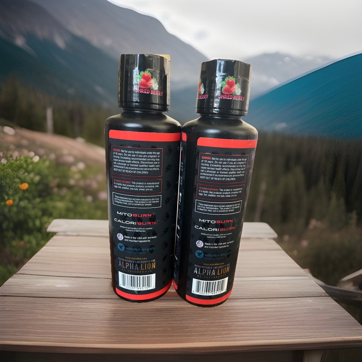 2 X ALPHA LION, Burn2O, Shred Berry, 15.72 oz (465 ml)