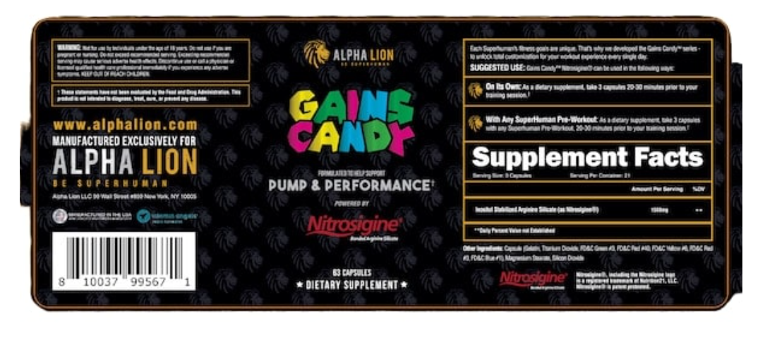 Alpha Lion Gains Candy Nitrosigine