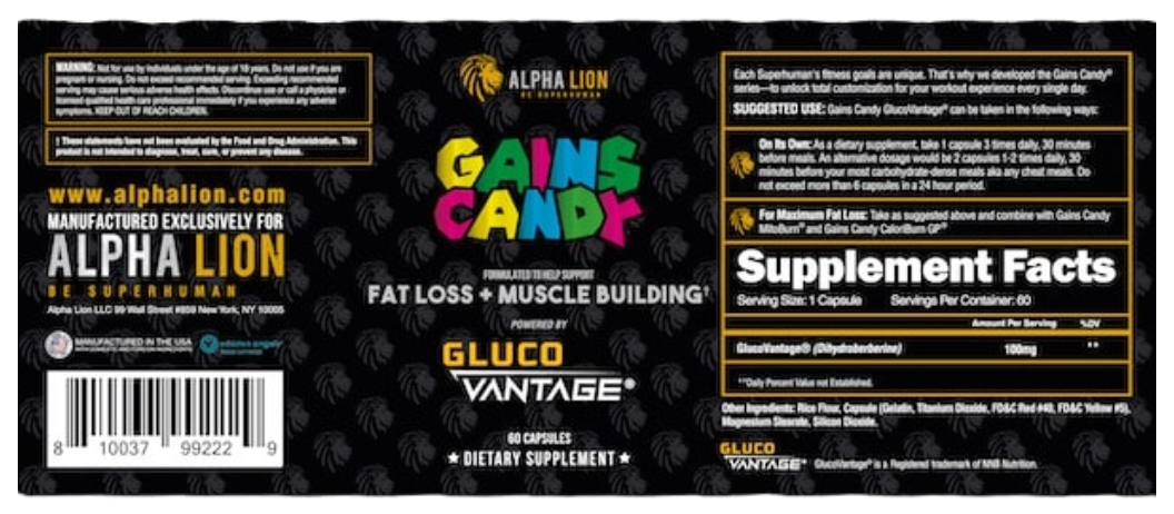 Alpha Lion Gains Candy Glucovantage