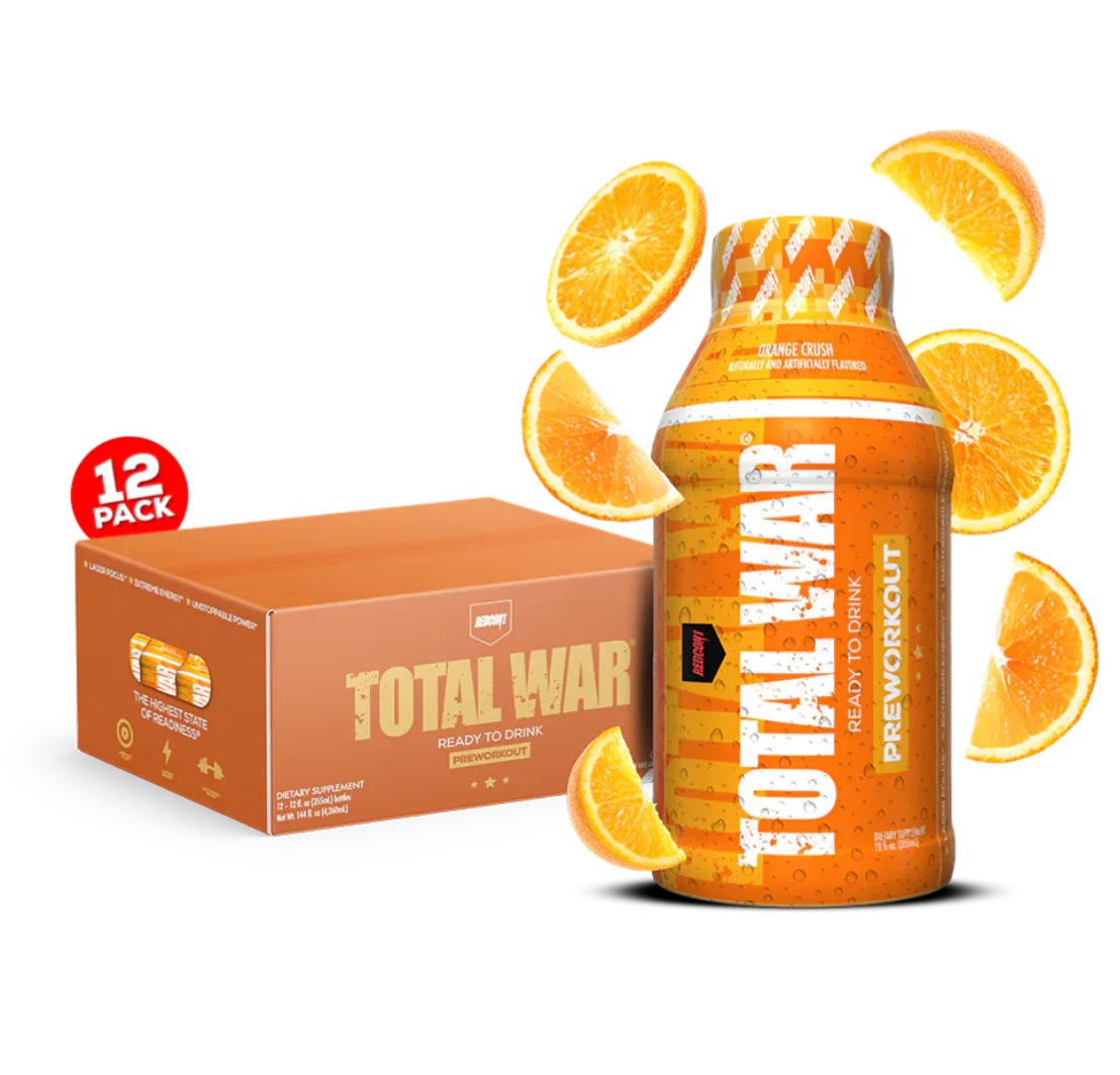 Redcon1 Total War RTD 12 Pack – Ready-to-Drink Pre-Workout Energy for Focus, Intensity & Performance