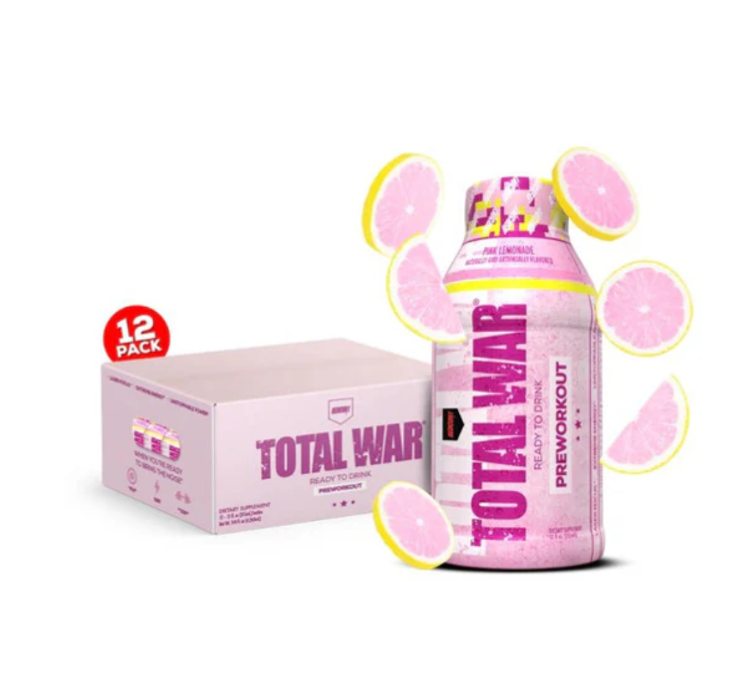 Redcon1 Total War RTD 12 Pack – Ready-to-Drink Pre-Workout Energy for Focus, Intensity & Performance
