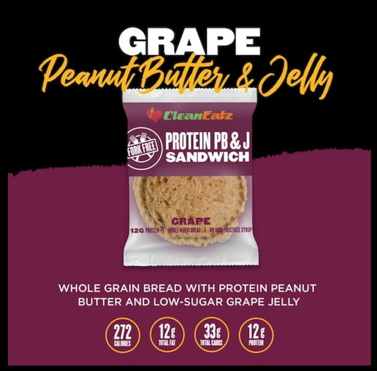Clean Eatz Protein PB&J – High-Protein Peanut Butter & Jelly Sandwich for Meal Prep & Convenient Nutrition